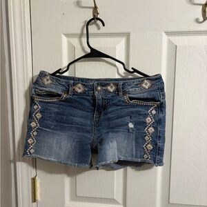 Maurices Blue Denim Shorts with Embroidery